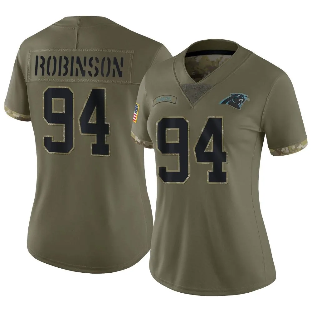 Women's Carolina Panthers A'shawn Robinson Nike 2022 Salute To Service Limited Olive Jersey Women's Carolina Panthers A'shawn Robinson Nike 2022 Salute To Service Limited Olive Jersey