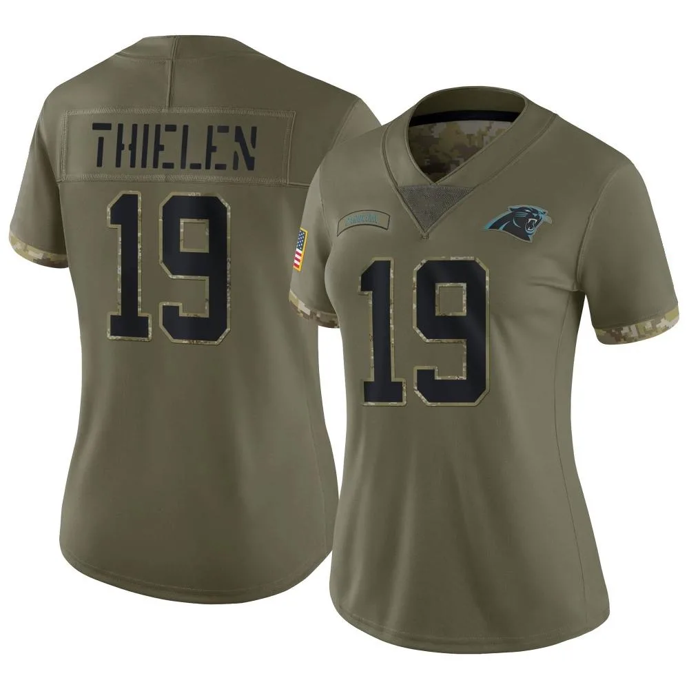 Women's Carolina Panthers Adam Thielen Nike 2022 Salute To Service Limited Olive Jersey Women's Carolina Panthers Adam Thielen Nike 2022 Salute To Service Limited Olive Jersey