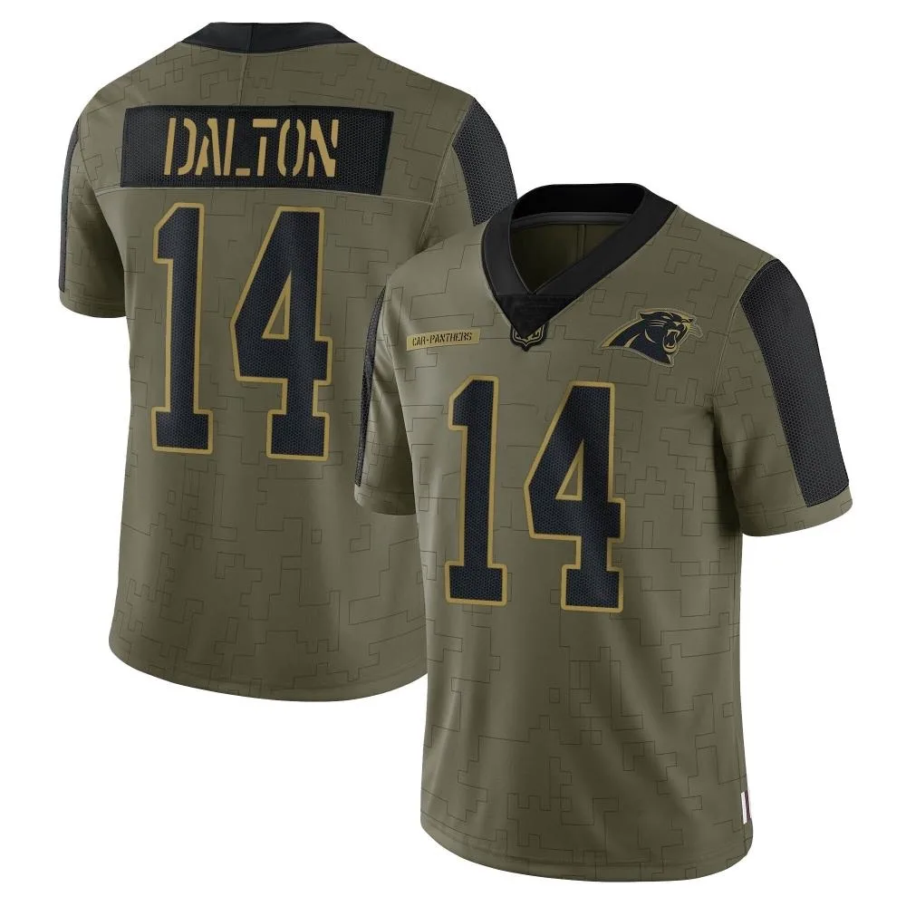 Men's Carolina Panthers Andy Dalton Nike 2021 Salute To Service Limited Olive Jersey Men's Carolina Panthers Andy Dalton Nike 2021 Salute To Service Limited Olive Jersey