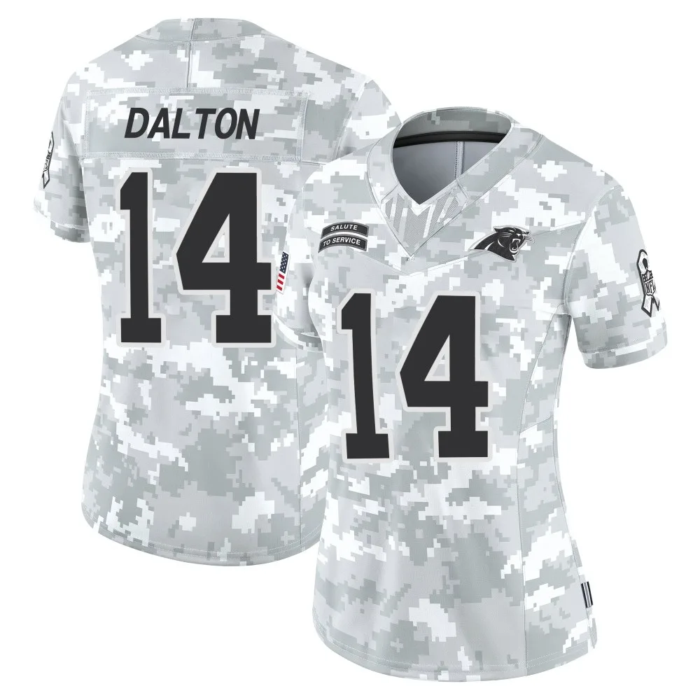Women's Carolina Panthers Andy Dalton Nike 2024 Salute to Service Limited Arctic Camo Jersey Women's Carolina Panthers Andy Dalton Nike 2024 Salute to Service Limited Arctic Camo Jersey