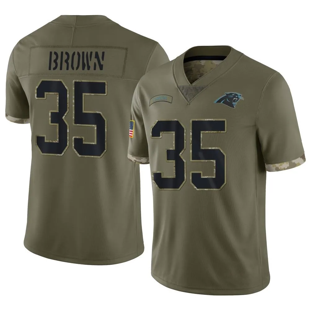 Men's Carolina Panthers Anthony Brown Nike 2022 Salute To Service Limited Olive Jersey Men's Carolina Panthers Anthony Brown Nike 2022 Salute To Service Limited Olive Jersey