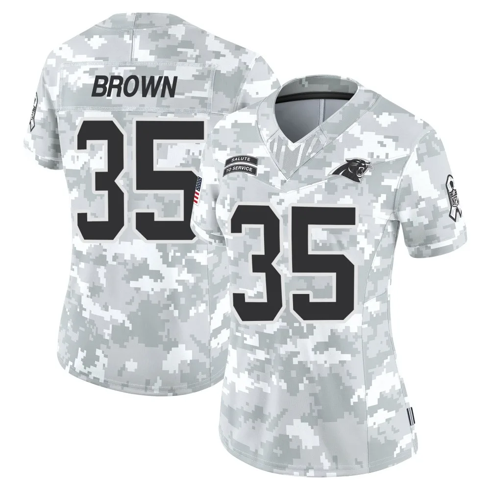 Women's Carolina Panthers Anthony Brown Nike 2024 Salute to Service Limited Arctic Camo Jersey Women's Carolina Panthers Anthony Brown Nike 2024 Salute to Service Limited Arctic Camo Jersey