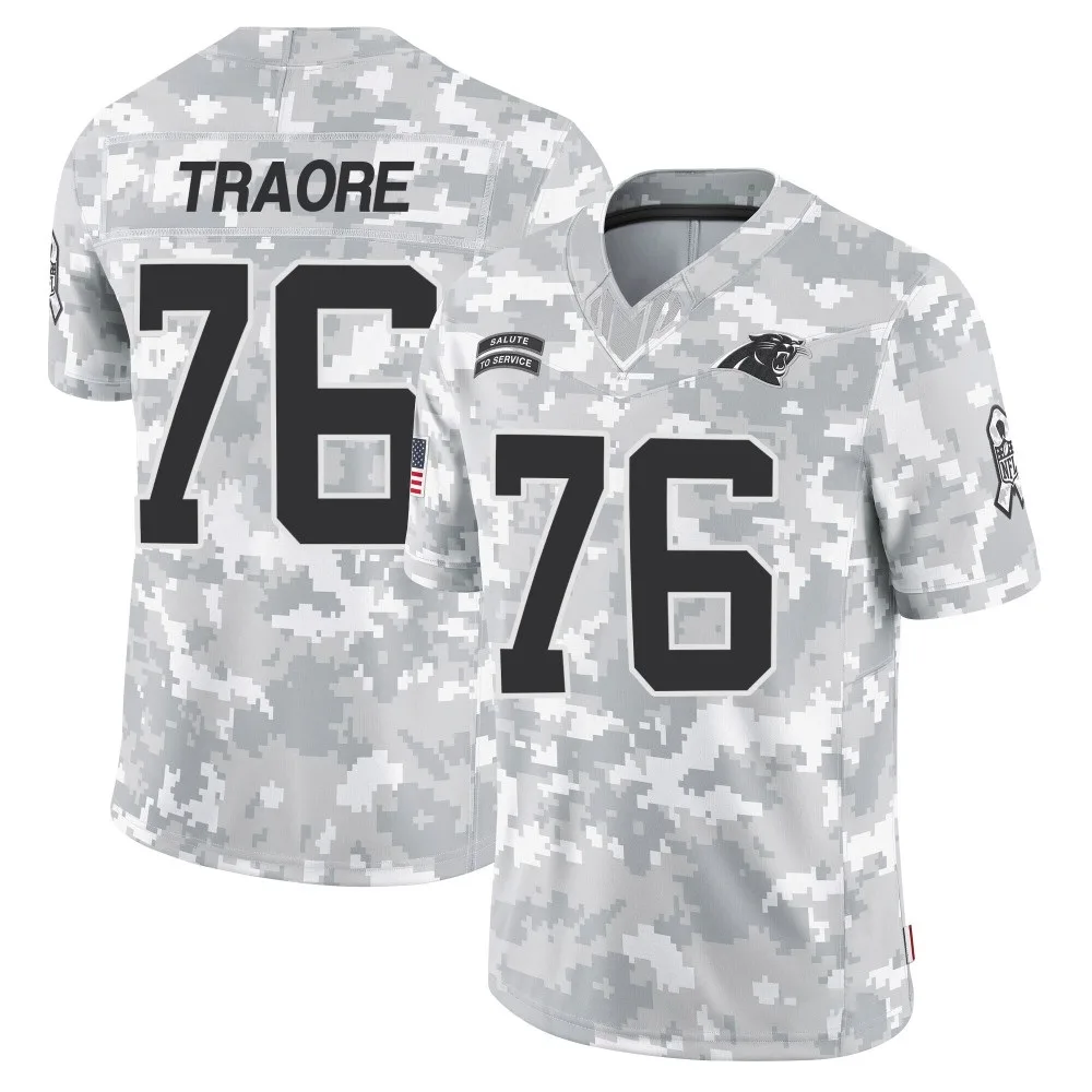 Men's Carolina Panthers Badara Traore Nike 2024 Salute to Service Limited Arctic Camo Jersey Men's Carolina Panthers Badara Traore Nike 2024 Salute to Service Limited Arctic Camo Jersey