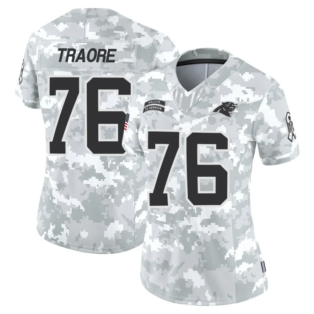 Women's Carolina Panthers Badara Traore Nike 2024 Salute to Service Limited Arctic Camo Jersey Women's Carolina Panthers Badara Traore Nike 2024 Salute to Service Limited Arctic Camo Jersey