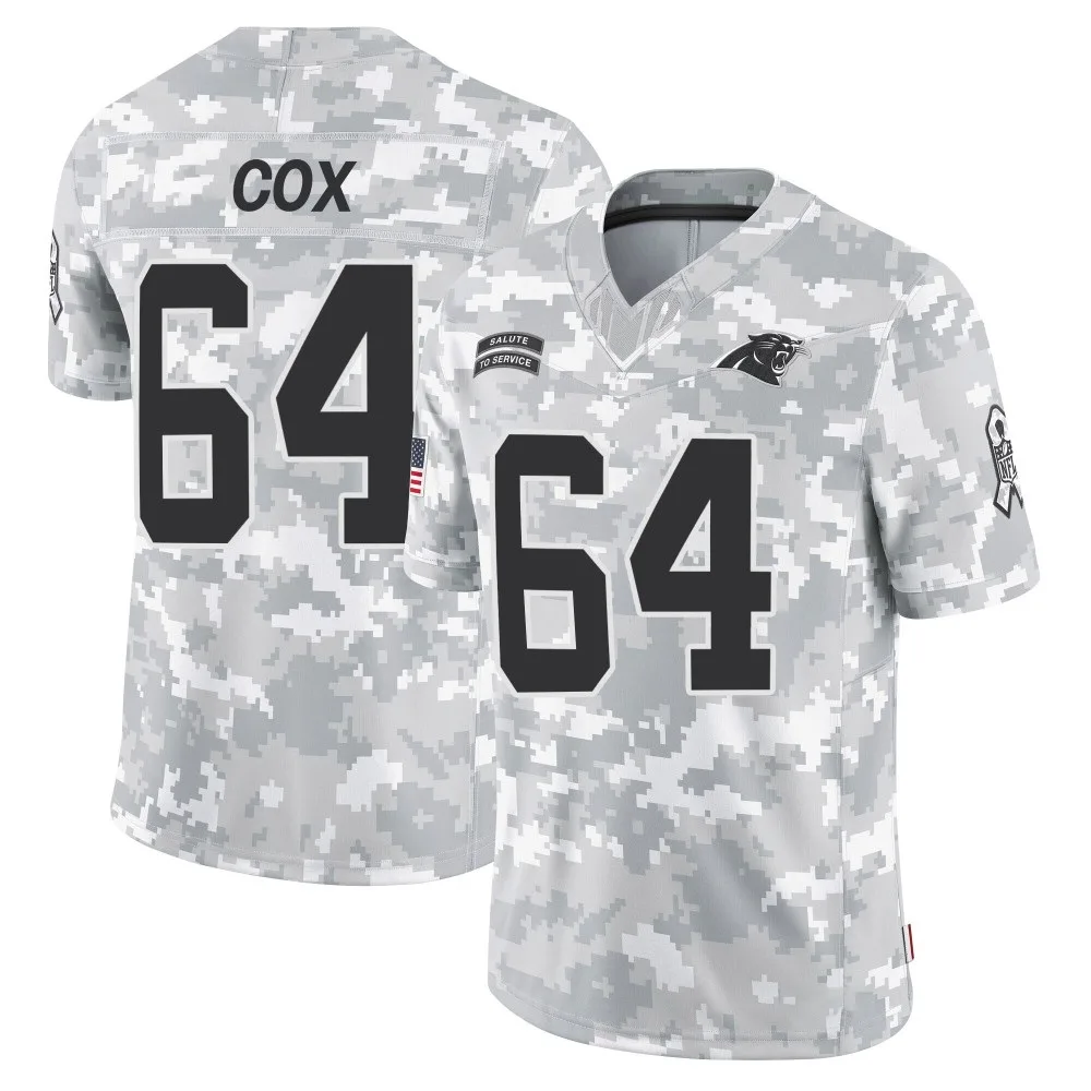 Men's Carolina Panthers Bryan Cox Nike 2024 Salute to Service Limited Arctic Camo Jersey Men's Carolina Panthers Bryan Cox Nike 2024 Salute to Service Limited Arctic Camo Jersey