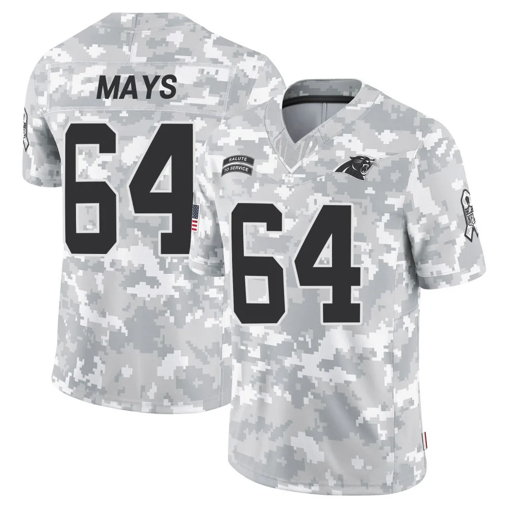 Men's Carolina Panthers Cade Mays Nike 2024 Salute to Service Limited Arctic Camo Jersey Men's Carolina Panthers Cade Mays Nike 2024 Salute to Service Limited Arctic Camo Jersey