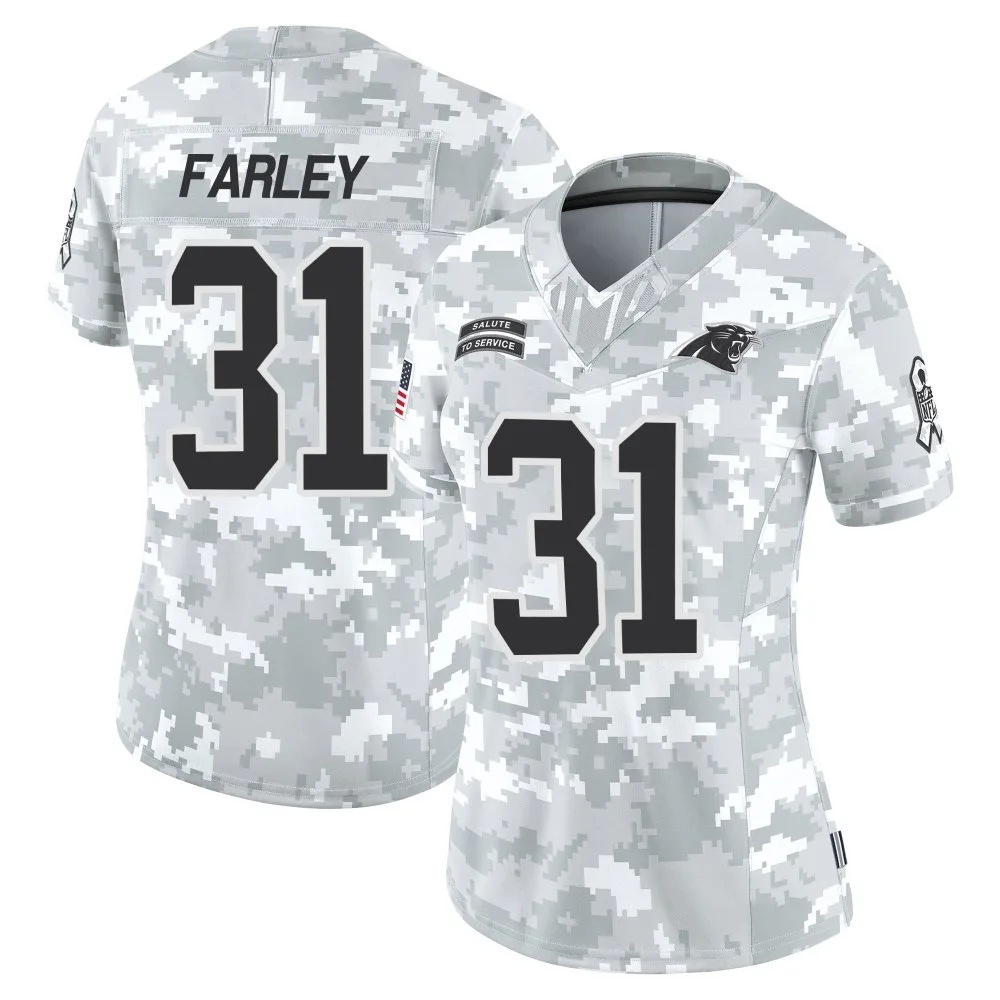 Women's Carolina Panthers Caleb Farley Nike 2024 Salute to Service Limited Arctic Camo Jersey Women's Carolina Panthers Caleb Farley Nike 2024 Salute to Service Limited Arctic Camo Jersey