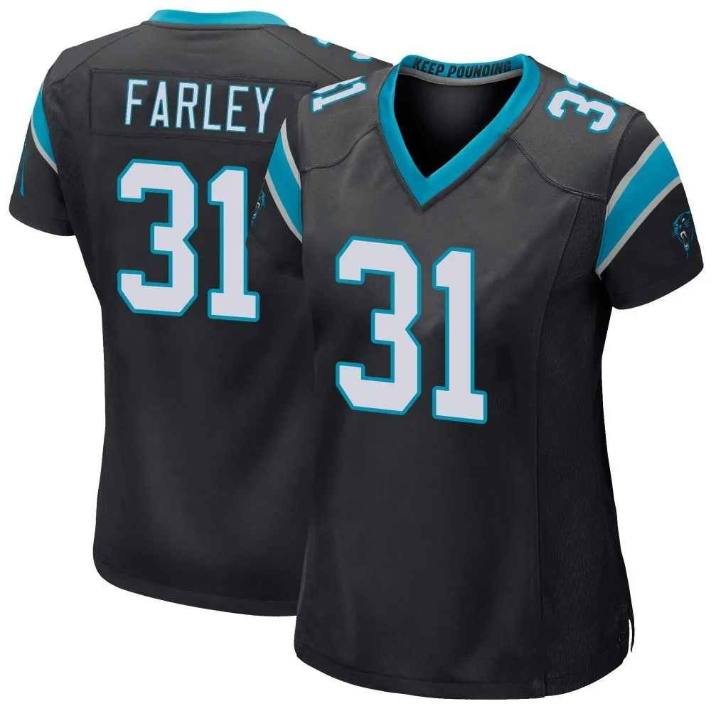 Women's Carolina Panthers Caleb Farley Nike Team Color Game Black Jersey Women's Carolina Panthers Caleb Farley Nike Team Color Game Black Jersey