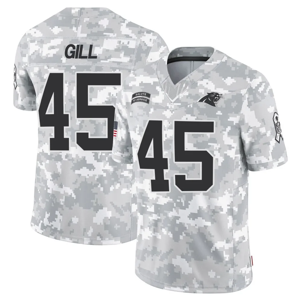 Men's Carolina Panthers Cam Gill Nike 2024 Salute to Service Limited Arctic Camo Jersey Men's Carolina Panthers Cam Gill Nike 2024 Salute to Service Limited Arctic Camo Jersey