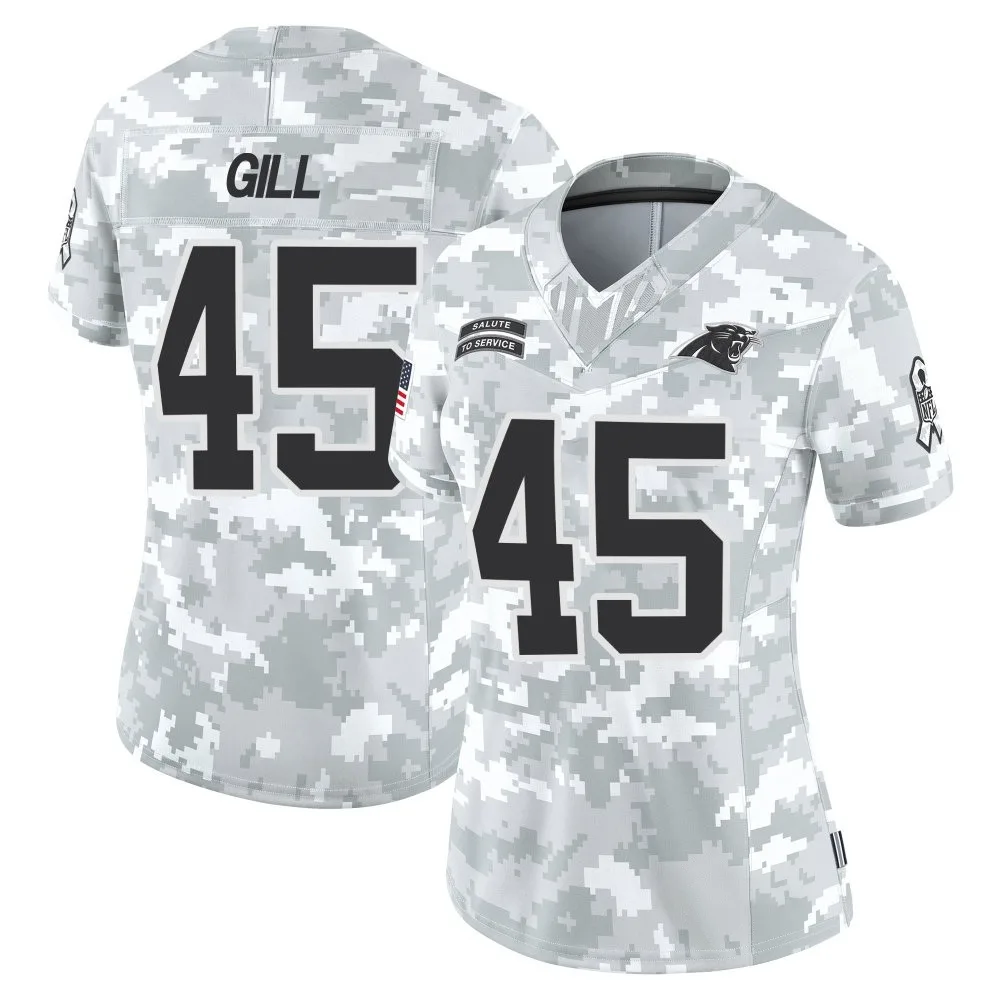 Women's Carolina Panthers Cam Gill Nike 2024 Salute to Service Limited Arctic Camo Jersey Women's Carolina Panthers Cam Gill Nike 2024 Salute to Service Limited Arctic Camo Jersey