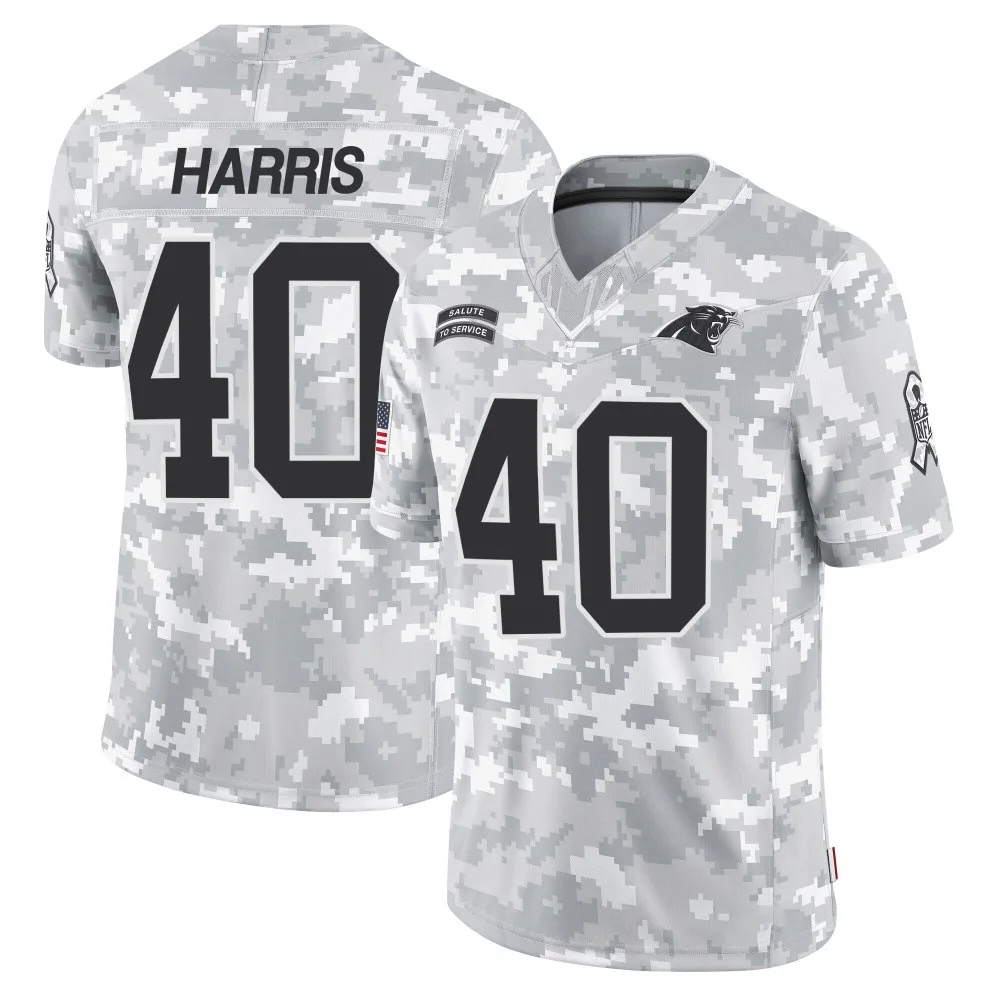 Men's Carolina Panthers Charles Harris Nike 2024 Salute to Service Limited Arctic Camo Jersey Men's Carolina Panthers Charles Harris Nike 2024 Salute to Service Limited Arctic Camo Jersey