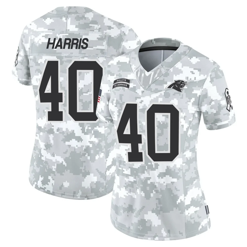 Women's Carolina Panthers Charles Harris Nike 2024 Salute to Service Limited Arctic Camo Jersey Women's Carolina Panthers Charles Harris Nike 2024 Salute to Service Limited Arctic Camo Jersey