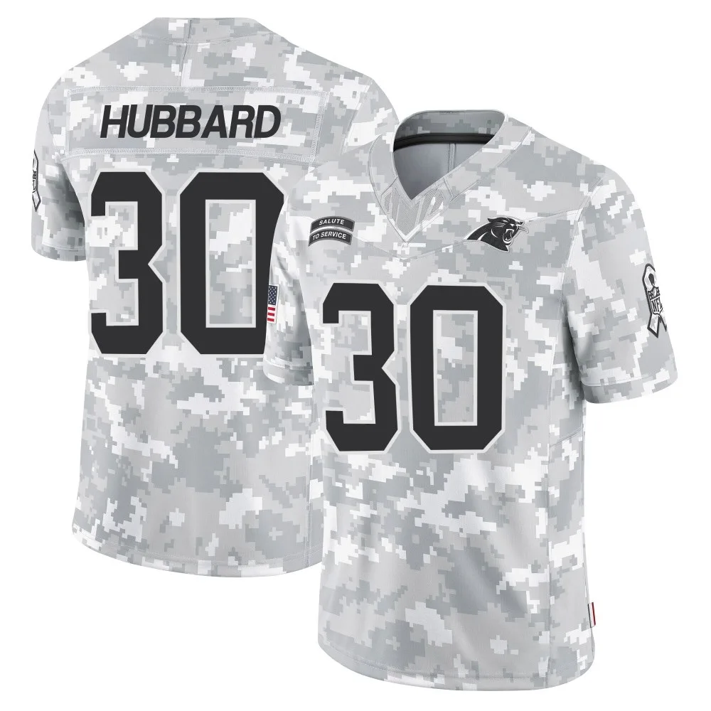 Men's Carolina Panthers Chuba Hubbard Nike 2024 Salute to Service Limited Arctic Camo Jersey Men's Carolina Panthers Chuba Hubbard Nike 2024 Salute to Service Limited Arctic Camo Jersey