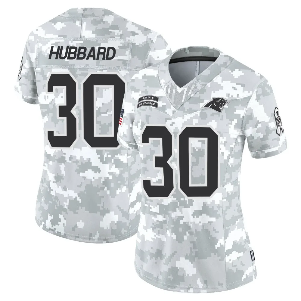Women's Carolina Panthers Chuba Hubbard Nike 2024 Salute to Service Limited Arctic Camo Jersey Women's Carolina Panthers Chuba Hubbard Nike 2024 Salute to Service Limited Arctic Camo Jersey