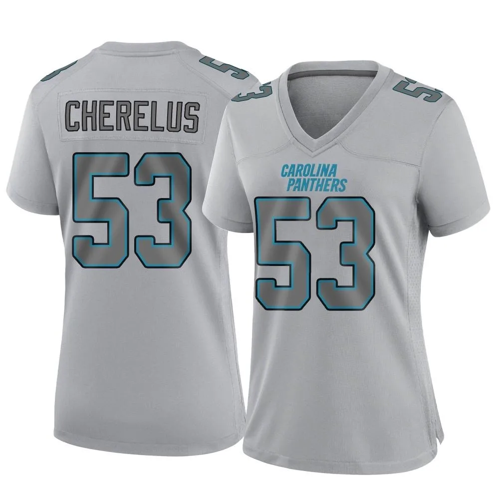 Women's Carolina Panthers Claudin Cherelus Nike Atmosphere Fashion Game Gray Jersey Women's Carolina Panthers Claudin Cherelus Nike Atmosphere Fashion Game Gray Jersey