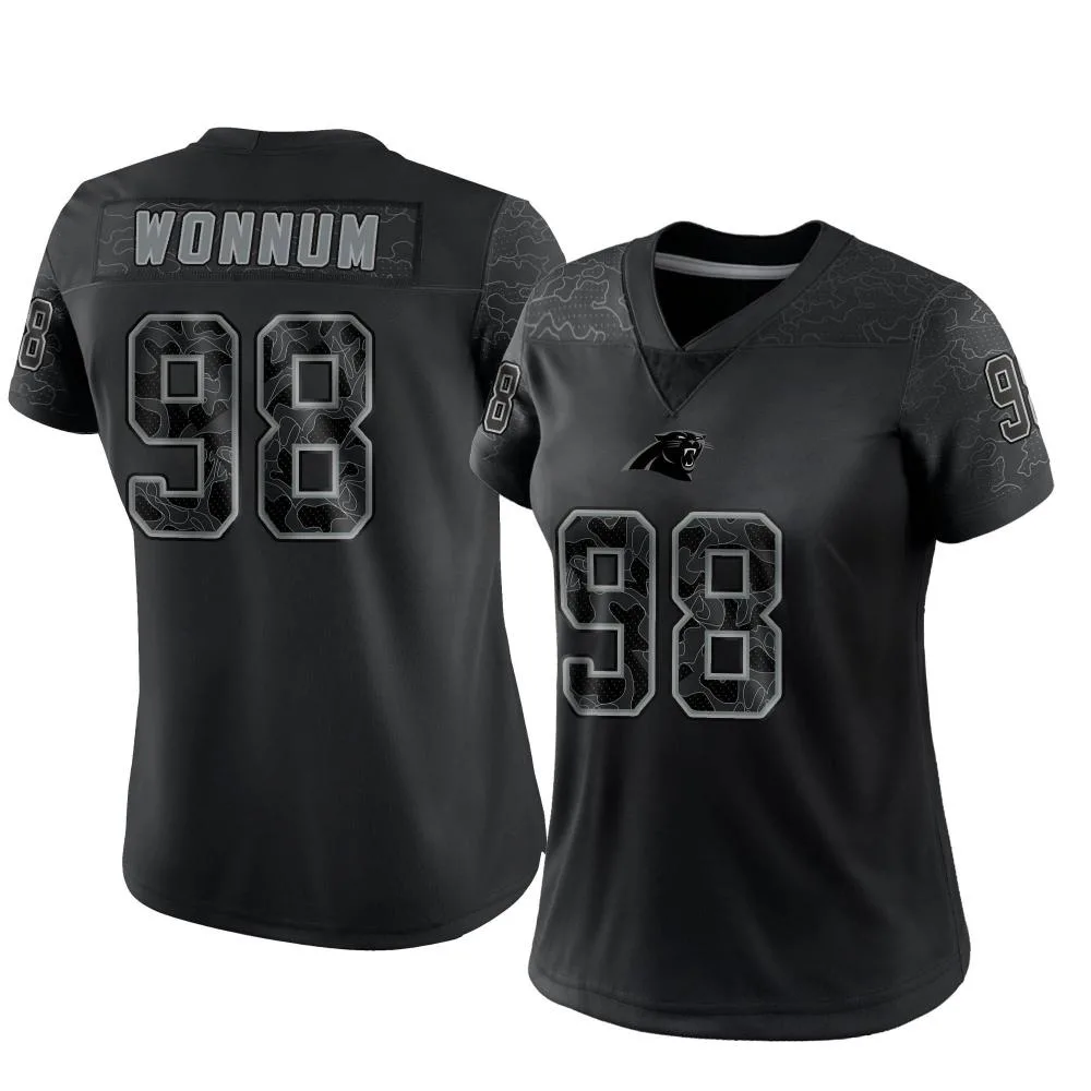 Women's Carolina Panthers D.j. Wonnum Nike Reflective Limited Black Jersey Women's Carolina Panthers D.j. Wonnum Nike Reflective Limited Black Jersey