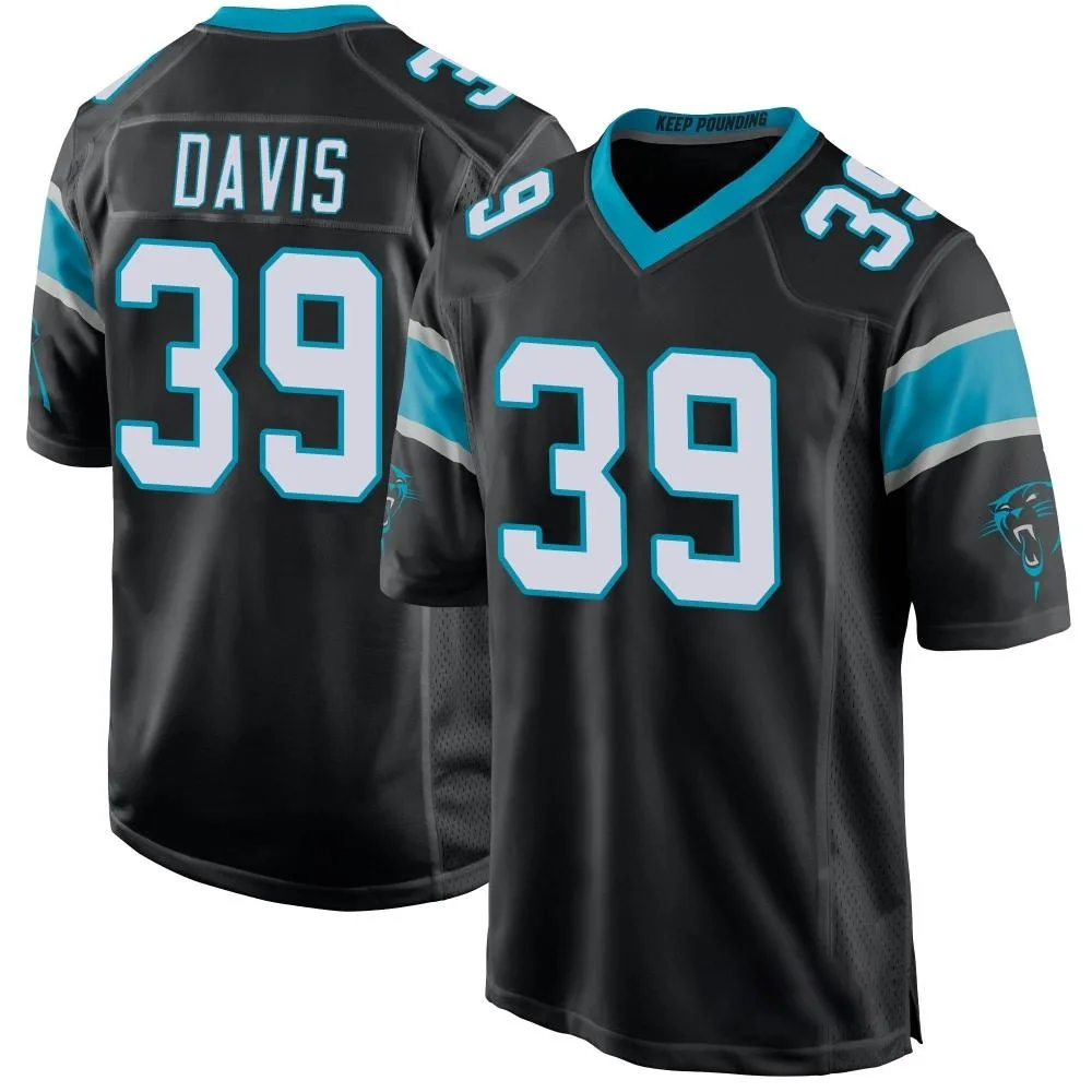 Men's Carolina Panthers Daewood Davis Nike Team Color Game Black Jersey Men's Carolina Panthers Daewood Davis Nike Team Color Game Black Jersey