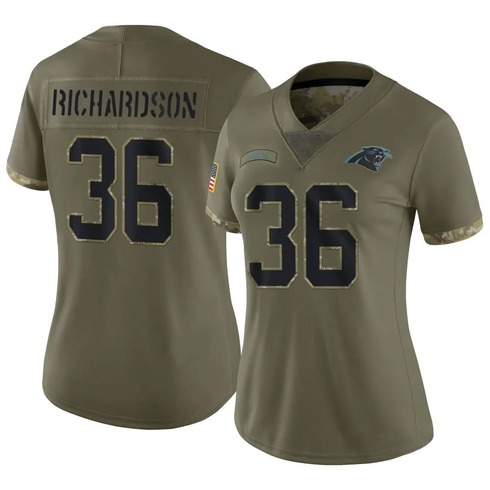 Women's Carolina Panthers Demani Richardson Nike 2022 Salute To Service Limited Olive Jersey Women's Carolina Panthers Demani Richardson Nike 2022 Salute To Service Limited Olive Jersey