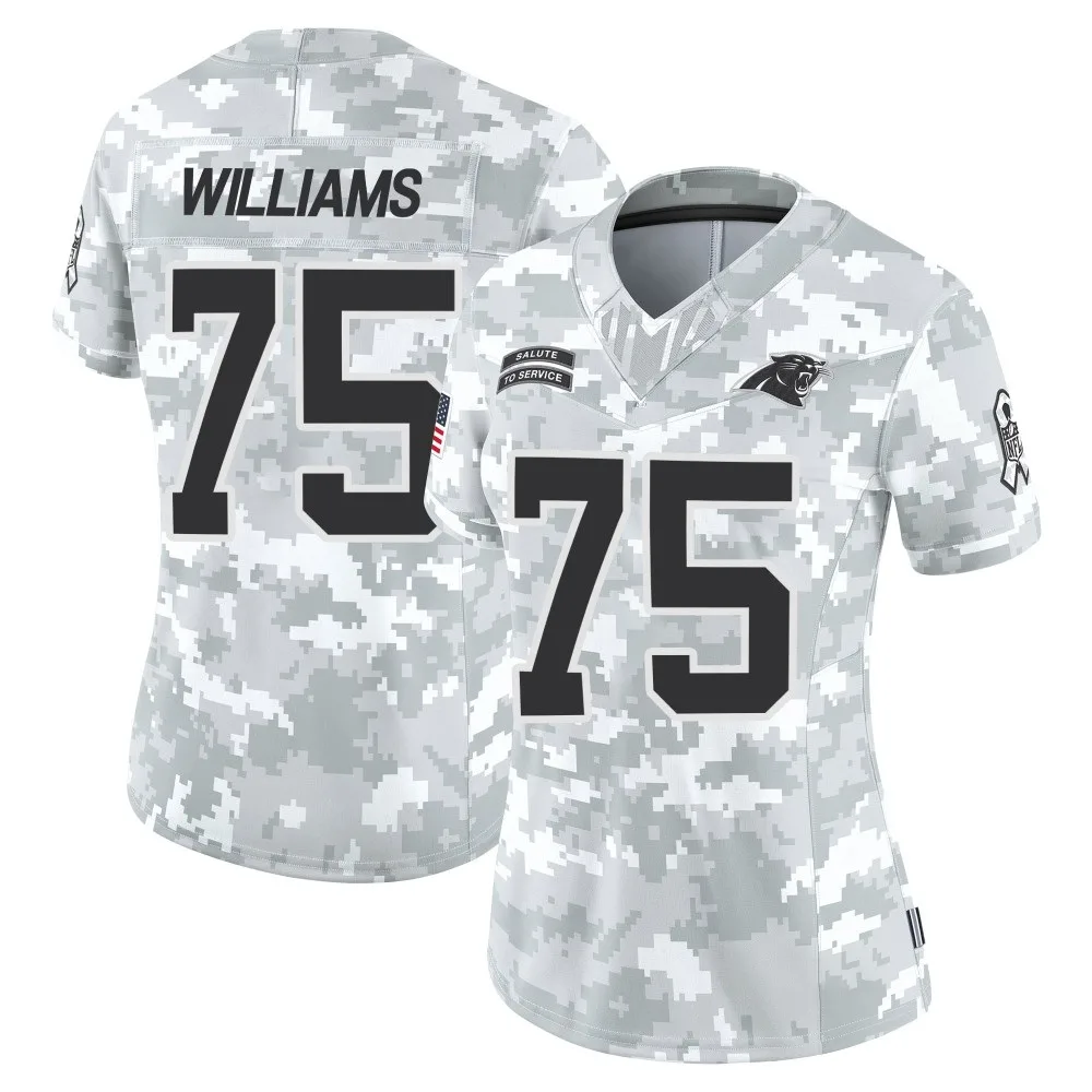 Women's Carolina Panthers Deshawn Williams Nike 2024 Salute to Service Limited Arctic Camo Jersey Women's Carolina Panthers Deshawn Williams Nike 2024 Salute to Service Limited Arctic Camo Jersey