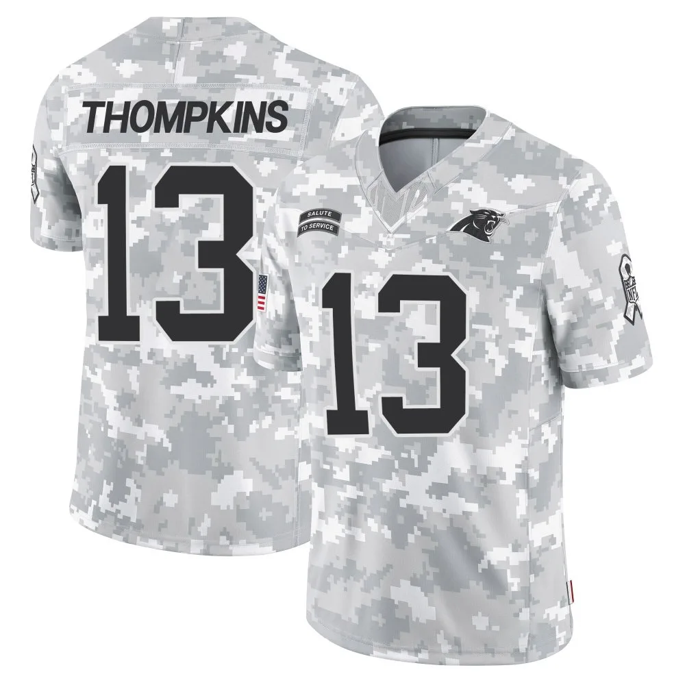 Men's Carolina Panthers Deven Thompkins Nike 2024 Salute to Service Limited Arctic Camo Jersey Men's Carolina Panthers Deven Thompkins Nike 2024 Salute to Service Limited Arctic Camo Jersey