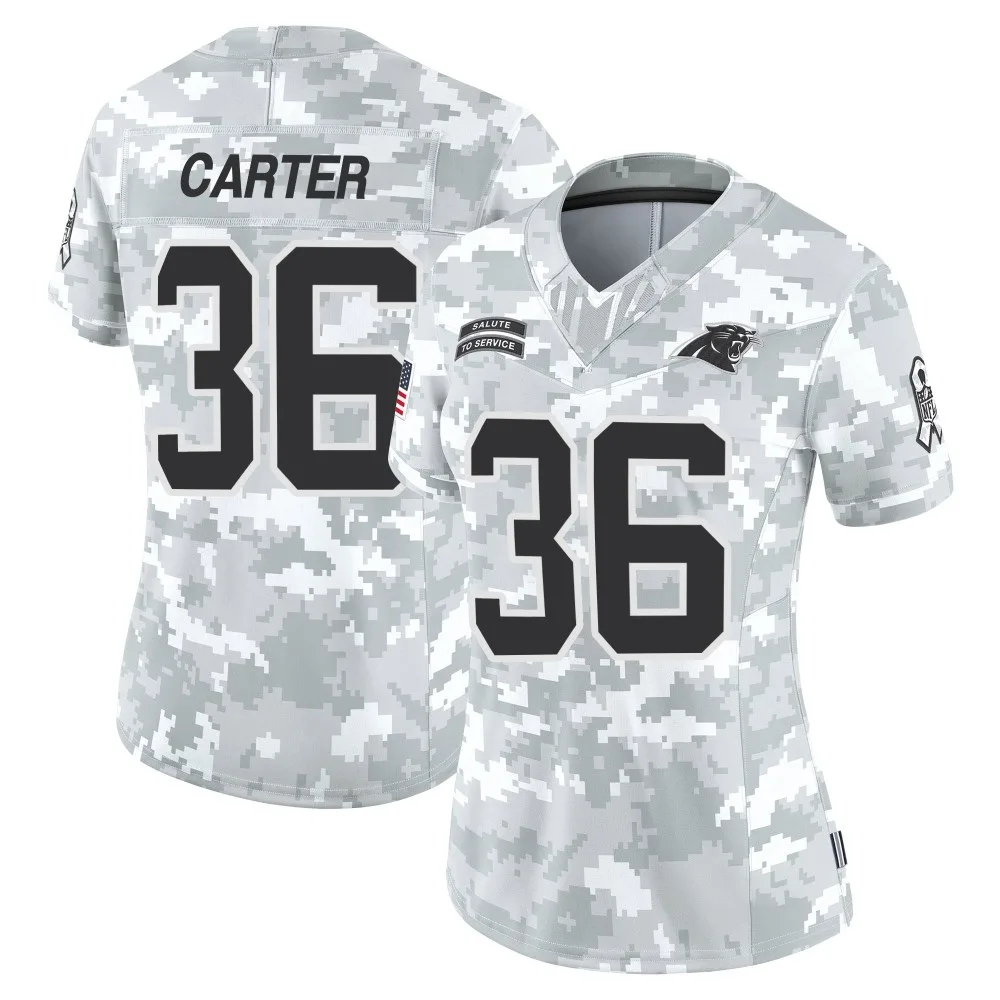 Women's Carolina Panthers Devin Carter Nike 2024 Salute to Service Limited Arctic Camo Jersey Women's Carolina Panthers Devin Carter Nike 2024 Salute to Service Limited Arctic Camo Jersey