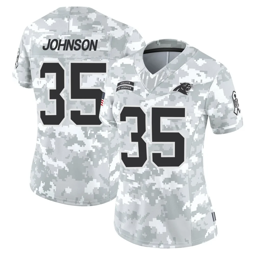 Women's Carolina Panthers Dillon Johnson Nike 2024 Salute to Service Limited Arctic Camo Jersey Women's Carolina Panthers Dillon Johnson Nike 2024 Salute to Service Limited Arctic Camo Jersey