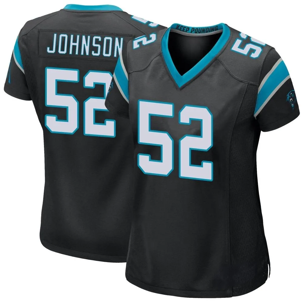 Women's Carolina Panthers Dj Johnson Nike Team Color Game Black Jersey Women's Carolina Panthers Dj Johnson Nike Team Color Game Black Jersey