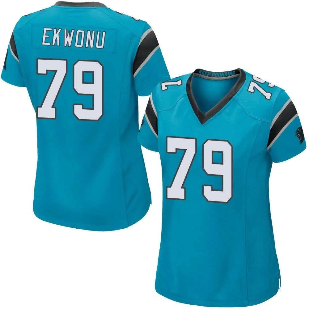 Women's Carolina Panthers Ikem Ekwonu Nike Alternate Game Blue Jersey Women's Carolina Panthers Ikem Ekwonu Nike Alternate Game Blue Jersey