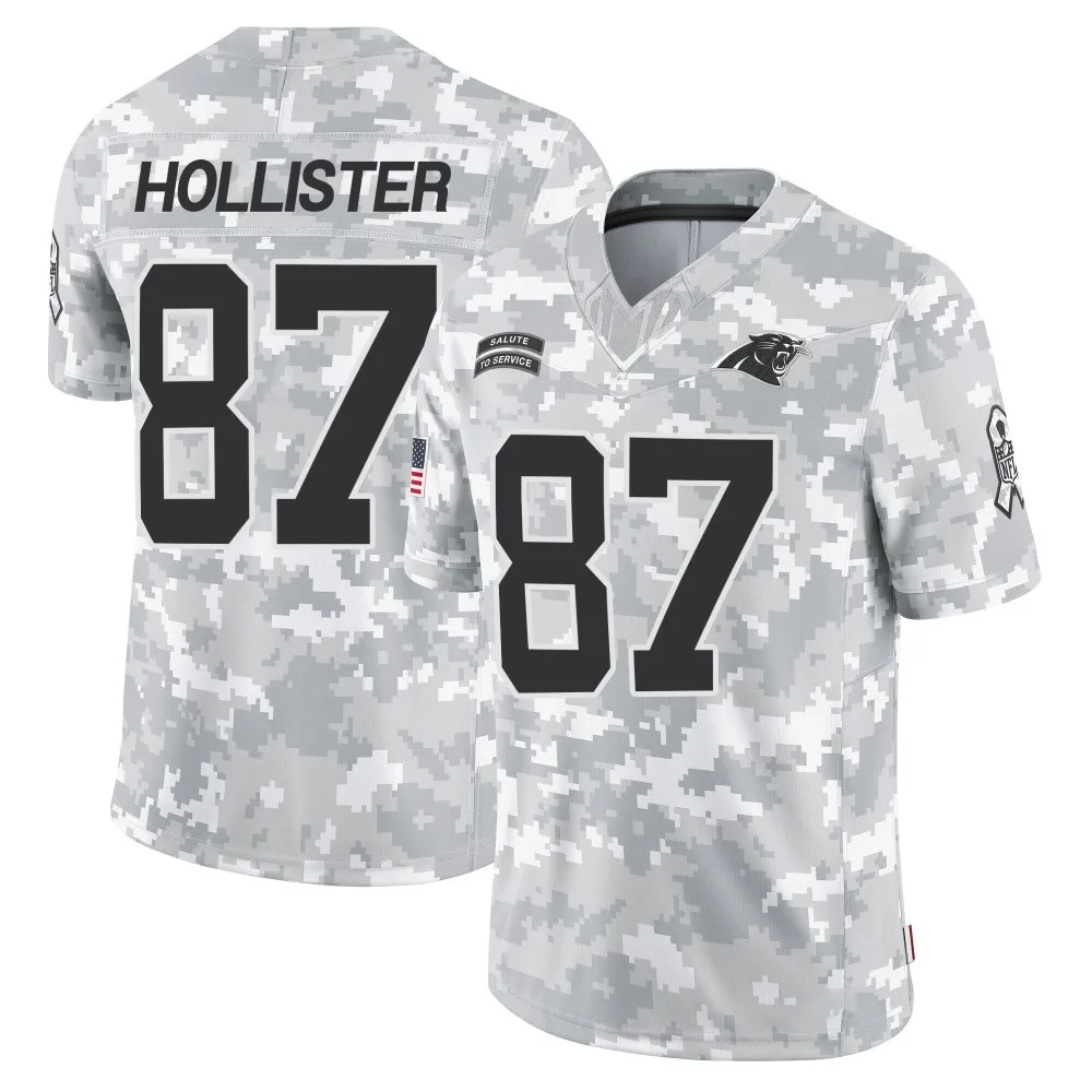 Men's Carolina Panthers Jacob Hollister Nike 2024 Salute to Service Limited Arctic Camo Jersey Men's Carolina Panthers Jacob Hollister Nike 2024 Salute to Service Limited Arctic Camo Jersey
