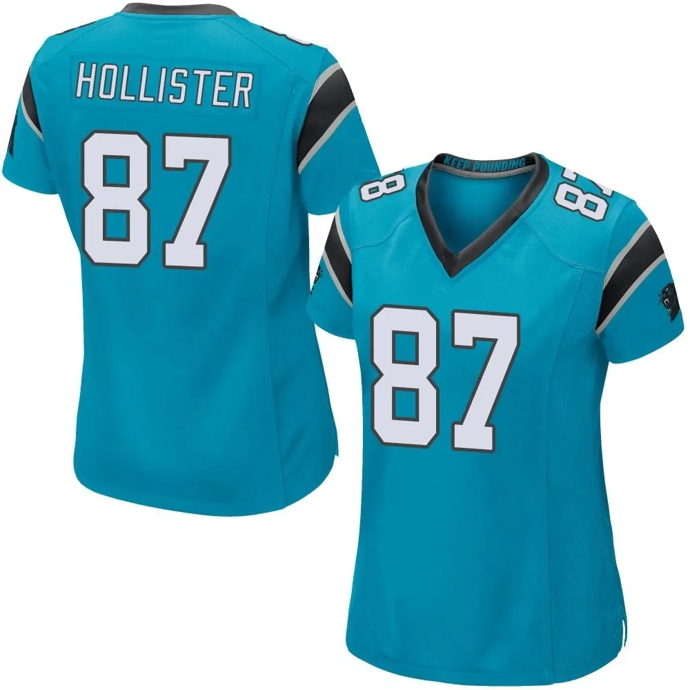 Women's Carolina Panthers Jacob Hollister Nike Alternate Game Blue Jersey Women's Carolina Panthers Jacob Hollister Nike Alternate Game Blue Jersey