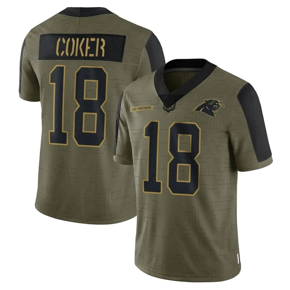Men's Carolina Panthers Jalen Coker Nike 2021 Salute To Service Limited Olive Jersey Men's Carolina Panthers Jalen Coker Nike 2021 Salute To Service Limited Olive Jersey