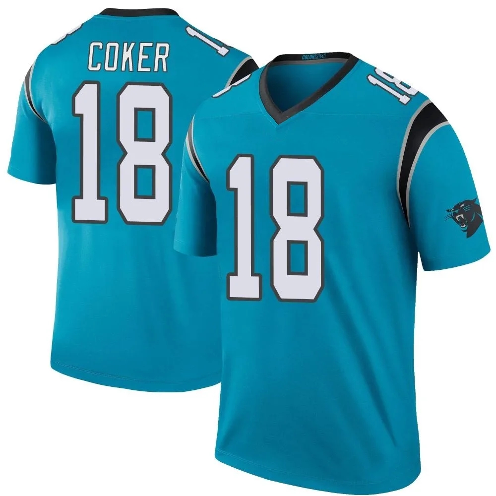 Men's Carolina Panthers Jalen Coker Nike Color Rush Legend Blue Jersey Men's Carolina Panthers Jalen Coker Nike Color Rush Legend Blue Jersey