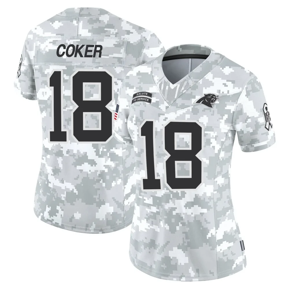 Women's Carolina Panthers Jalen Coker Nike 2024 Salute to Service Limited Arctic Camo Jersey Women's Carolina Panthers Jalen Coker Nike 2024 Salute to Service Limited Arctic Camo Jersey