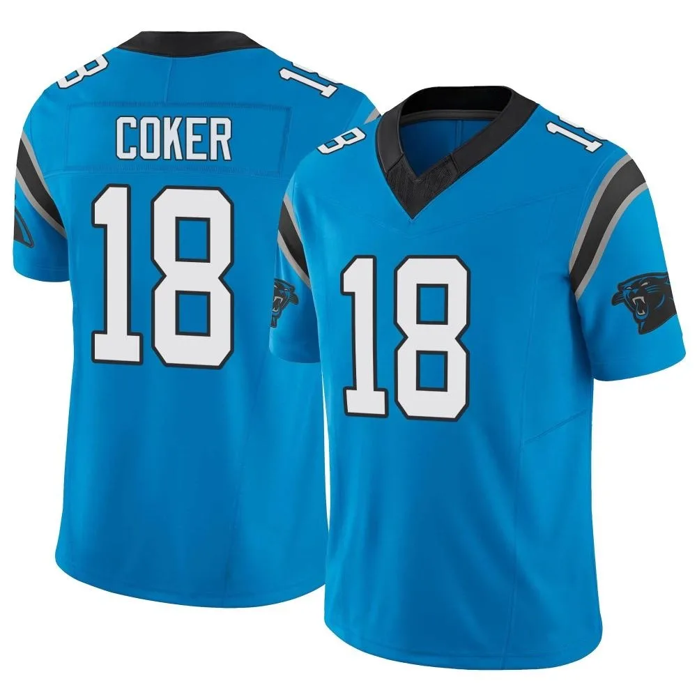 Youth Carolina Panthers Jalen Coker Nike Vapor F.U.S.E. Limited Blue Jersey Youth Carolina Panthers Jalen Coker Nike Vapor F.U.S.E. Limited Blue Jersey
