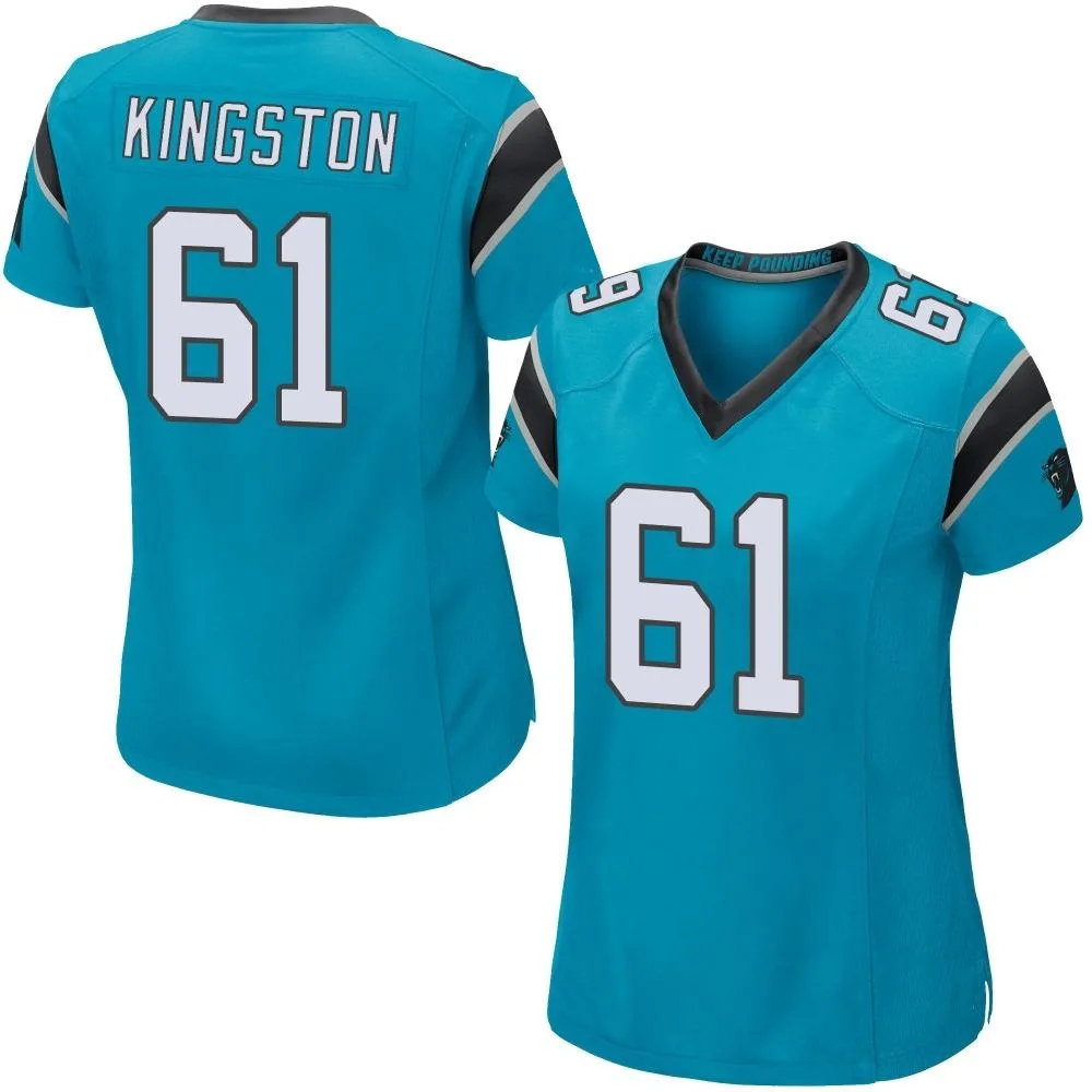 Women's Carolina Panthers Jarrett Kingston Nike Alternate Game Blue Jersey Women's Carolina Panthers Jarrett Kingston Nike Alternate Game Blue Jersey