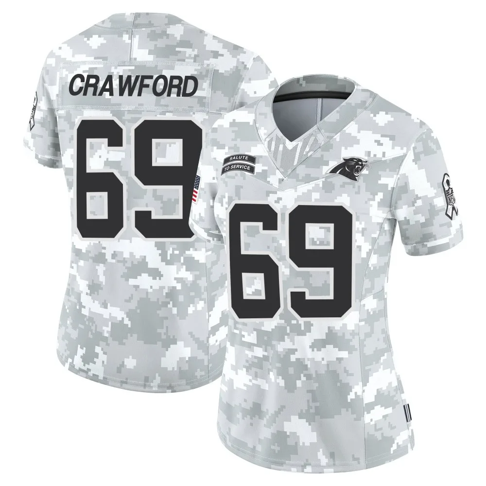 Women's Carolina Panthers Jeremiah Crawford Nike 2024 Salute to Service Limited Arctic Camo Jersey Women's Carolina Panthers Jeremiah Crawford Nike 2024 Salute to Service Limited Arctic Camo Jersey