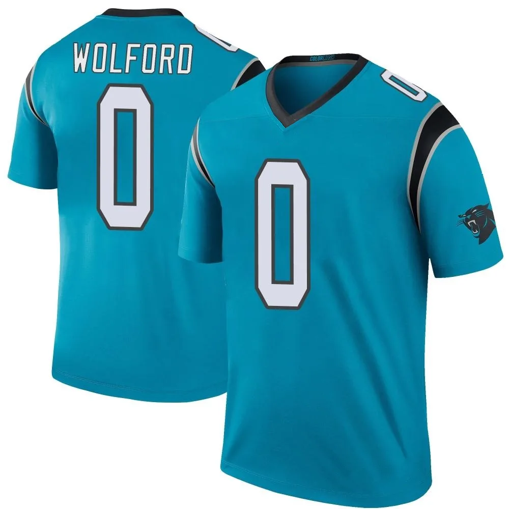 Men's Carolina Panthers John Wolford Nike Color Rush Legend Blue Jersey Men's Carolina Panthers John Wolford Nike Color Rush Legend Blue Jersey