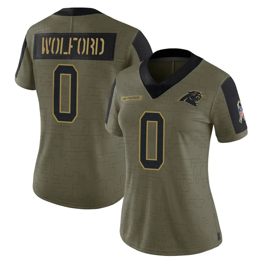 Women's Carolina Panthers John Wolford Nike 2021 Salute To Service Limited Olive Jersey Women's Carolina Panthers John Wolford Nike 2021 Salute To Service Limited Olive Jersey