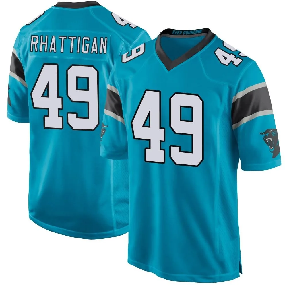Men's Carolina Panthers Jon Rhattigan Nike Alternate Game Blue Jersey Men's Carolina Panthers Jon Rhattigan Nike Alternate Game Blue Jersey