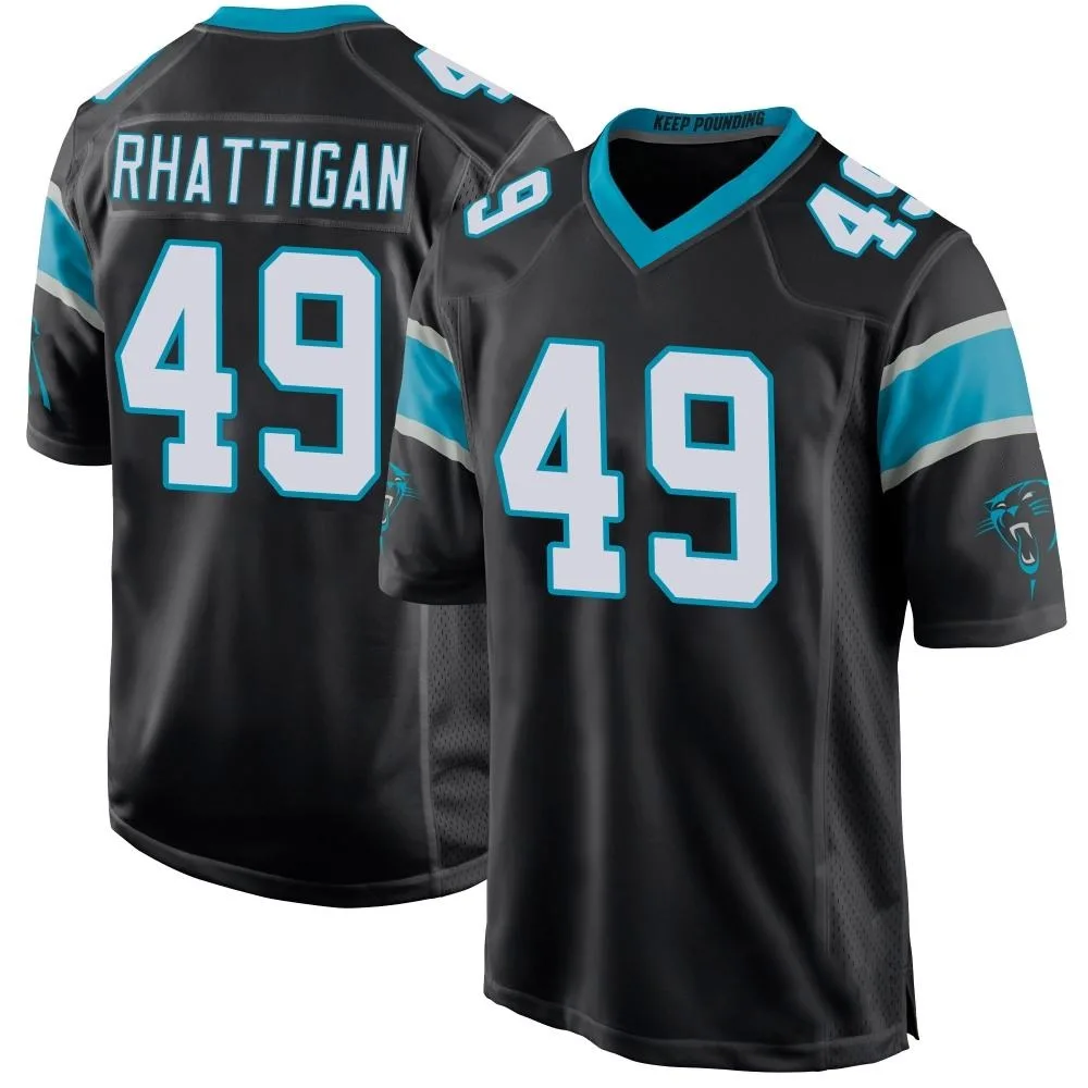 Men's Carolina Panthers Jon Rhattigan Nike Team Color Game Black Jersey Men's Carolina Panthers Jon Rhattigan Nike Team Color Game Black Jersey