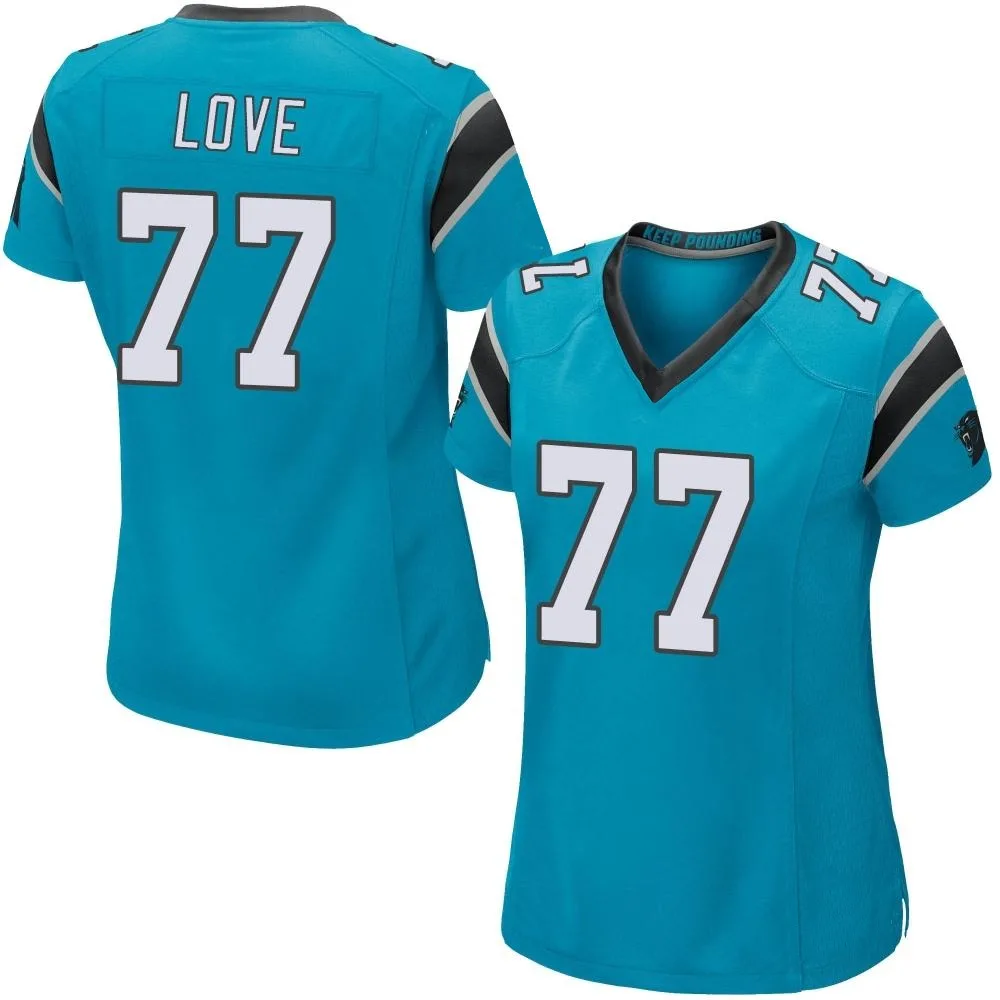 Women's Carolina Panthers Kyle Love Nike Alternate Game Blue Jersey Women's Carolina Panthers Kyle Love Nike Alternate Game Blue Jersey