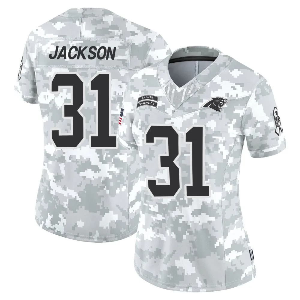 Women's Carolina Panthers Lamar Jackson Nike 2024 Salute to Service Limited Arctic Camo Jersey Women's Carolina Panthers Lamar Jackson Nike 2024 Salute to Service Limited Arctic Camo Jersey