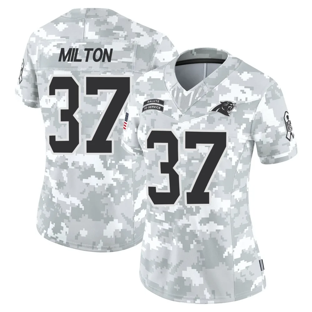 Women's Carolina Panthers Mark Milton Nike 2024 Salute to Service Limited Arctic Camo Jersey Women's Carolina Panthers Mark Milton Nike 2024 Salute to Service Limited Arctic Camo Jersey