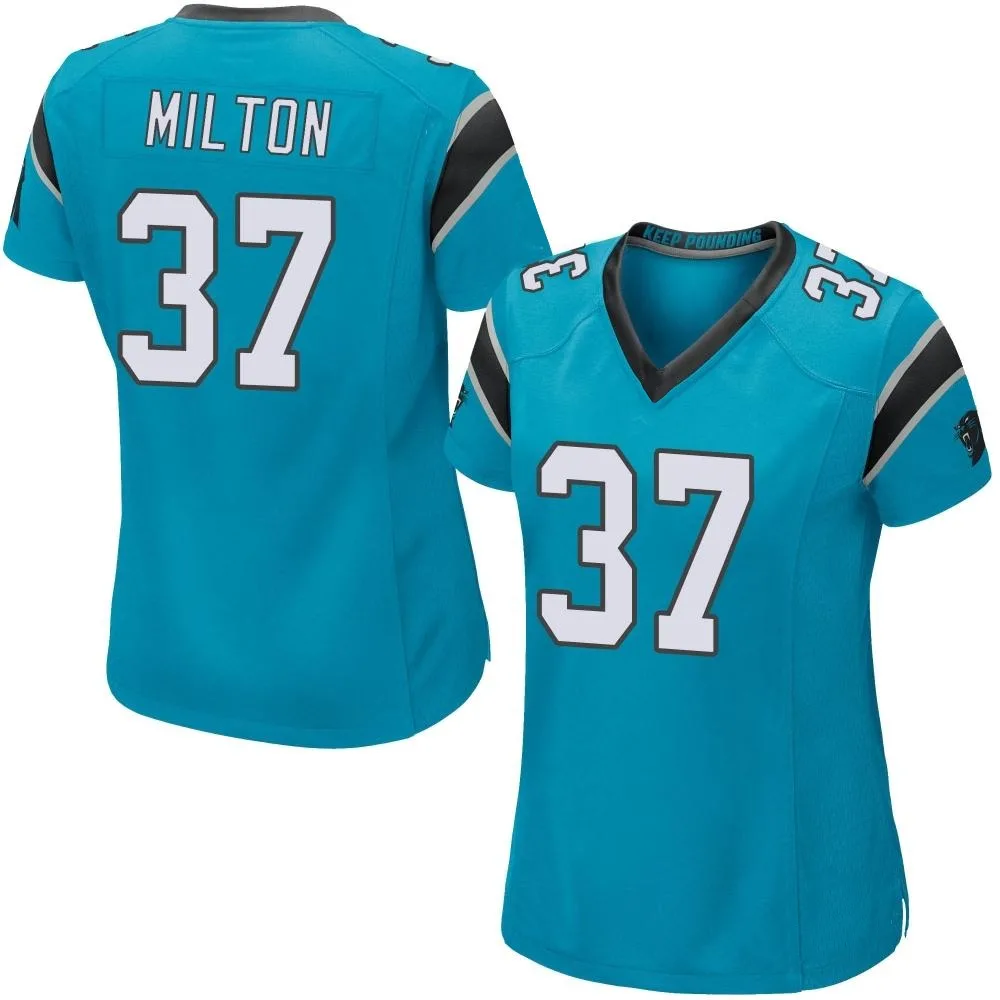 Women's Carolina Panthers Mark Milton Nike Alternate Game Blue Jersey Women's Carolina Panthers Mark Milton Nike Alternate Game Blue Jersey