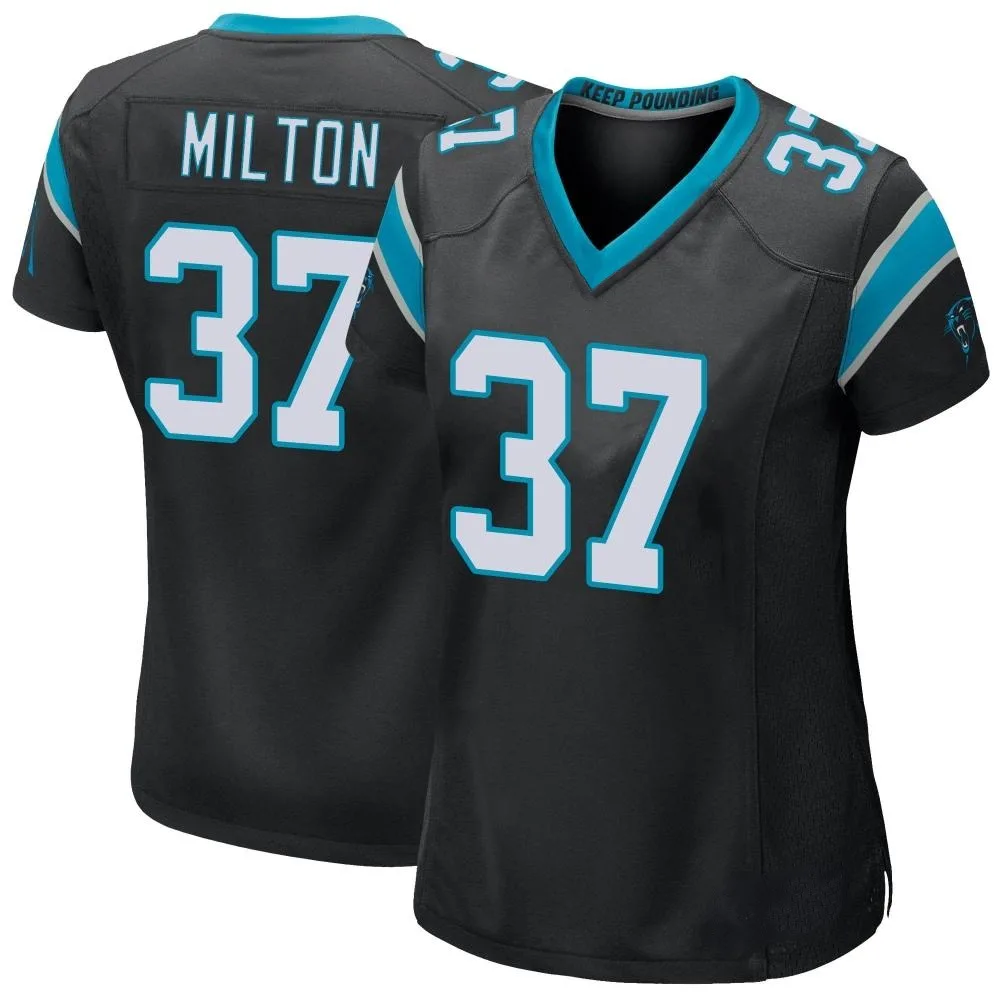 Women's Carolina Panthers Mark Milton Nike Team Color Game Black Jersey Women's Carolina Panthers Mark Milton Nike Team Color Game Black Jersey