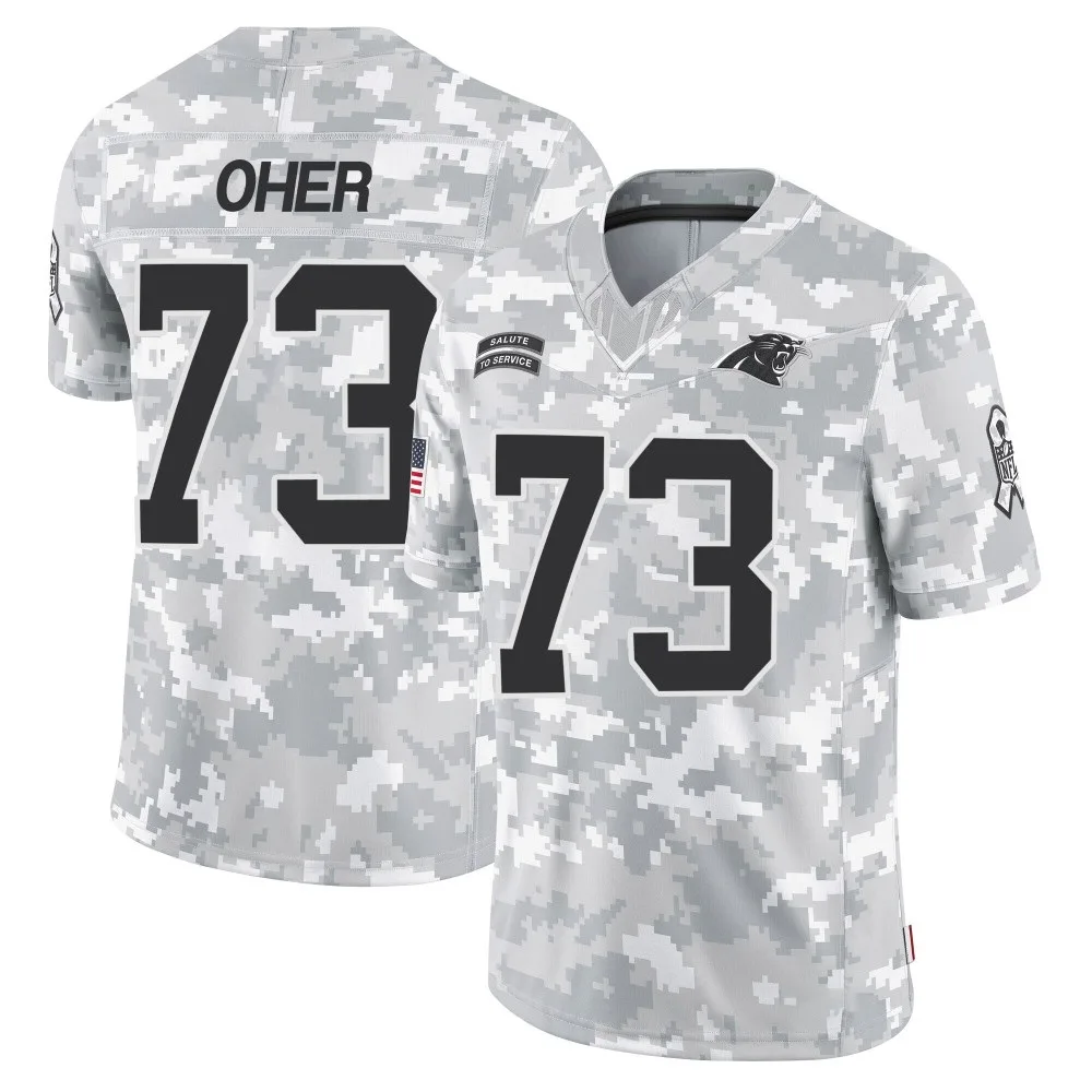 Men's Carolina Panthers Michael Oher Nike 2024 Salute to Service Limited Arctic Camo Jersey Men's Carolina Panthers Michael Oher Nike 2024 Salute to Service Limited Arctic Camo Jersey
