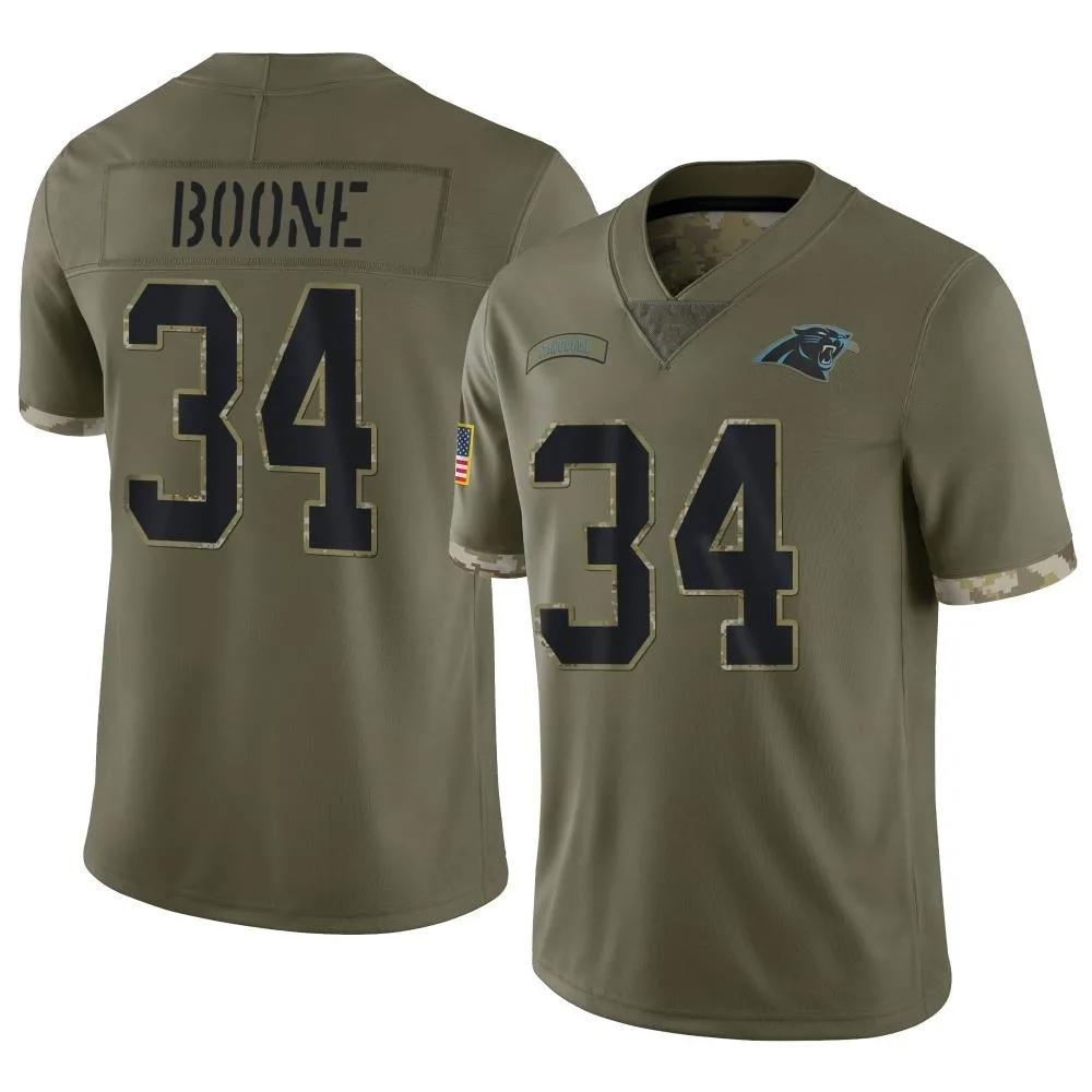 Men's Carolina Panthers Mike Boone Nike 2022 Salute To Service Limited Olive Jersey Men's Carolina Panthers Mike Boone Nike 2022 Salute To Service Limited Olive Jersey