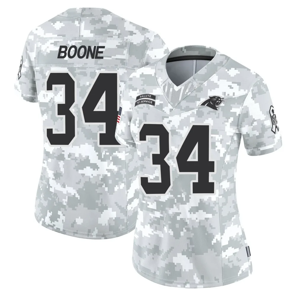 Women's Carolina Panthers Mike Boone Nike 2024 Salute to Service Limited Arctic Camo Jersey Women's Carolina Panthers Mike Boone Nike 2024 Salute to Service Limited Arctic Camo Jersey