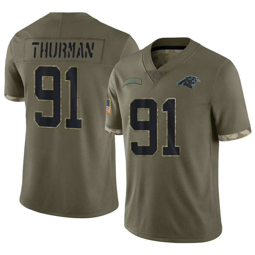 Men's Carolina Panthers Nick Thurman Nike 2022 Salute To Service Limited Olive Jersey Men's Carolina Panthers Nick Thurman Nike 2022 Salute To Service Limited Olive Jersey