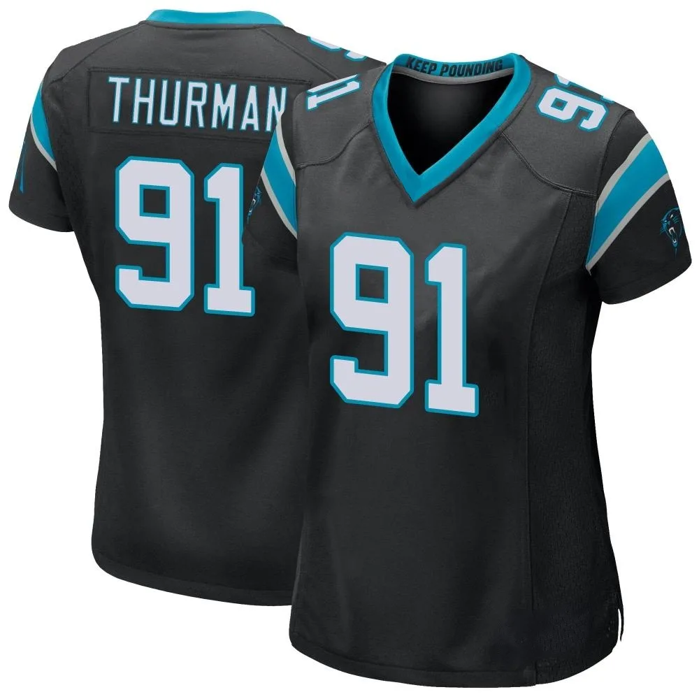 Women's Carolina Panthers Nick Thurman Nike Team Color Game Black Jersey Women's Carolina Panthers Nick Thurman Nike Team Color Game Black Jersey